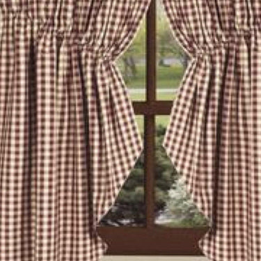 Barn Red Nutmeg Heritage House Check Barn Red Gathered Swag Lined C6100017 - The Fox Decor